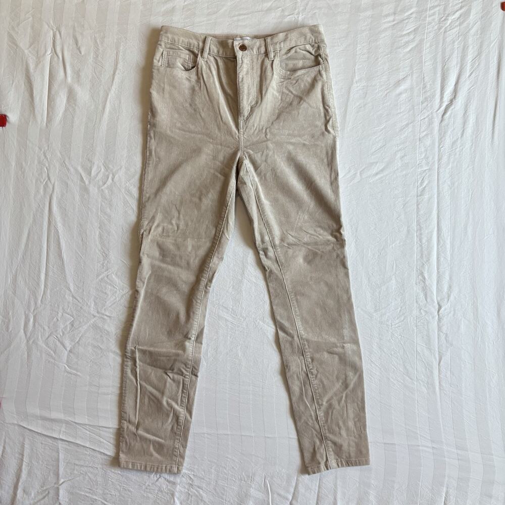 LOFT High Waist Skinny Corduroy Pants Womens 29 8 Cream Ivory Stretch Casual